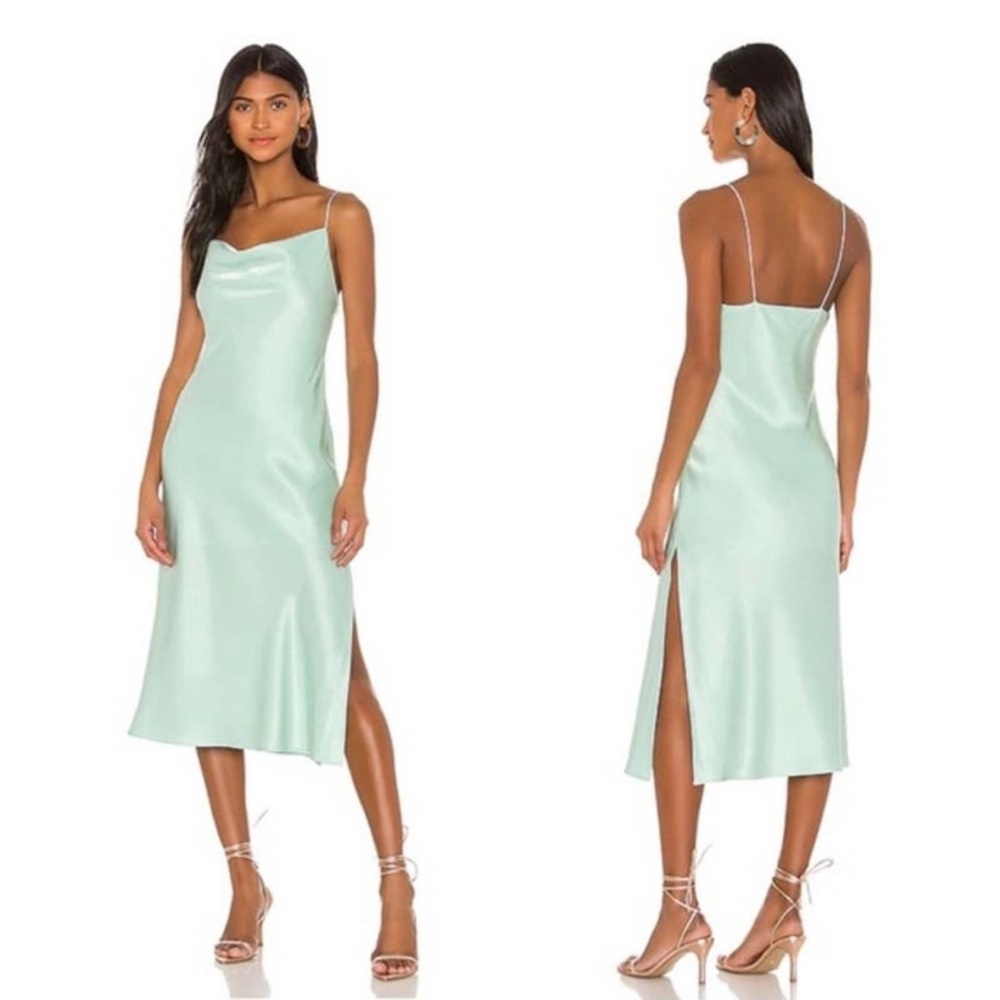 Alice + Olivia Harmony Drop Slip Midi Dress Mint Green